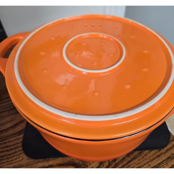 Parini Orange Gradient Cast Iron Dutch Oven W/ Lid 2.5 Qt Round Casserole Dish - Picture 7 of 11